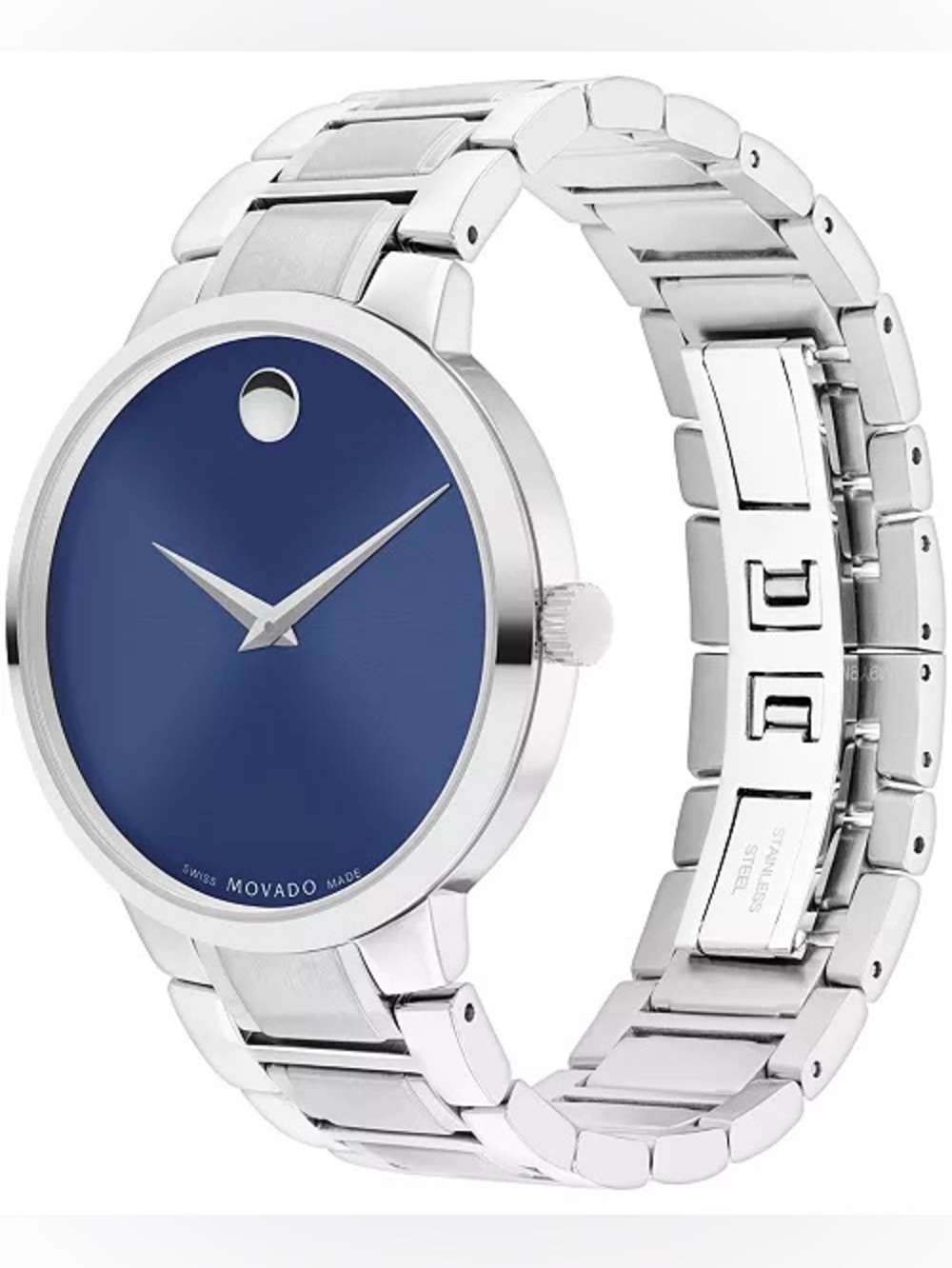 Movado Men's Stainless Steel Watch with Blue Dial
